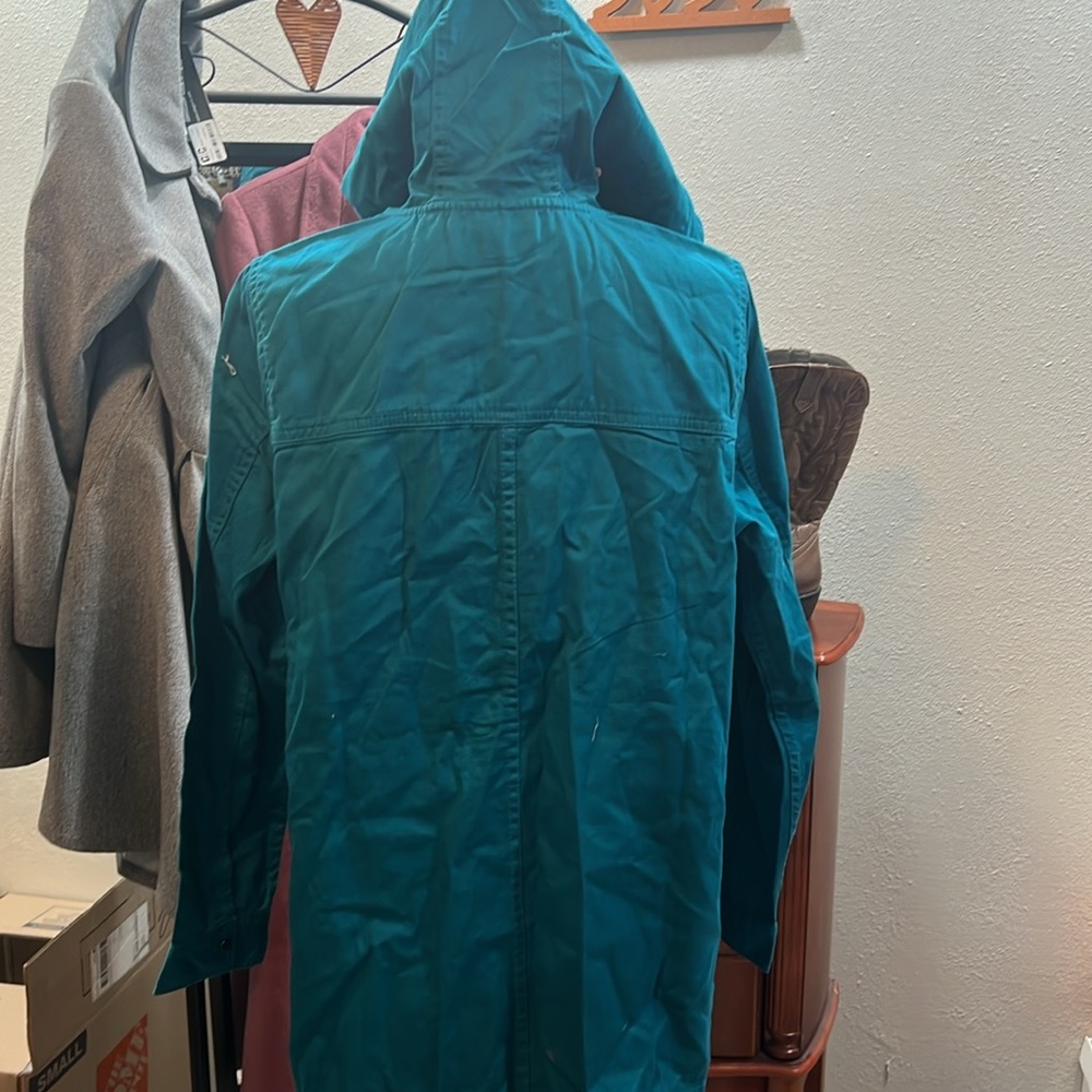 NWOT Woman Within Zip Snap Front Hoodie Jacket 14/16 Blue Pockets - Picture 6 of 6